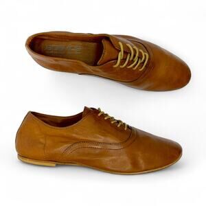 Boemos Women's Lace Up Leather Oxford Shoe EU 40 US 9-9.5 Brown Cognac Italy